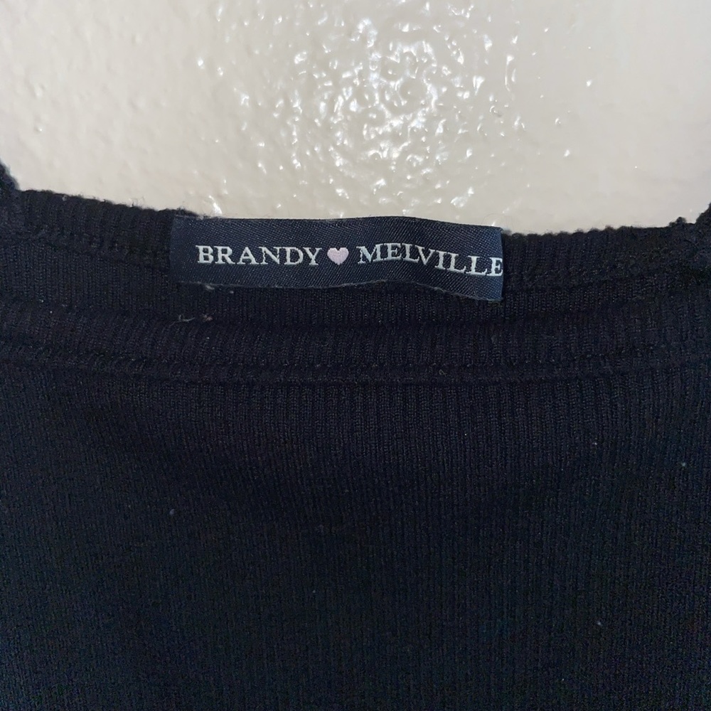 Brandy Melville Black Ribbed Anna Bodysuit O/S - Picture 2 of 5